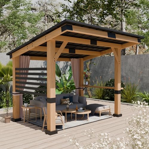 Yardsight Hardtop Cedar Gazebo 10' x 12' with Curtains A08-10 x 12''