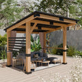 Yardsight Hardtop Cedar Gazebo 10' x 12' with Curtains A08-10 x 12''