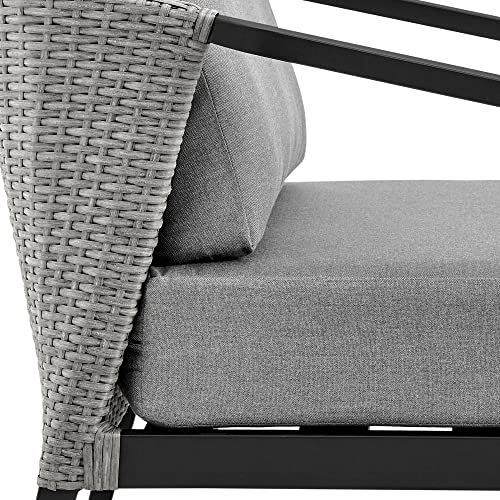Armen Living Aileen Modern Outdoor Patio Wicker and Aluminum Conversation Set 4 Piece Black