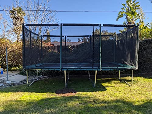 Galactic Xtreme Rectangle Trampoline with Net Enclosure 750lbs Capacity 10x17 Ft Black and Green