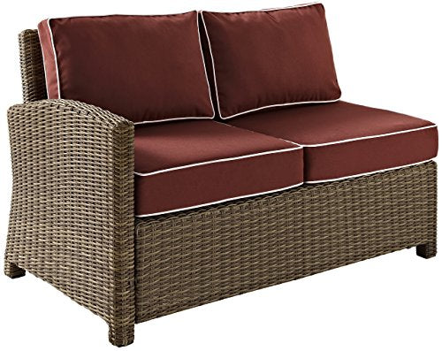 Crosley Furniture Bradenton 5-Piece Outdoor Sectional Sofa Set Brown with Sangria Cushions