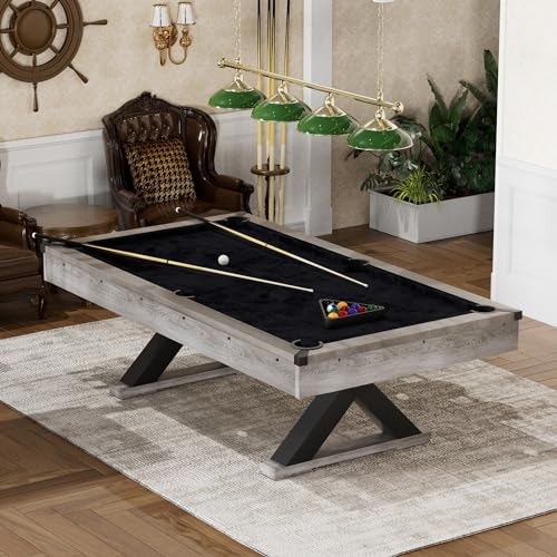MWrouqfur 84” Billiard Table Rustic Grey Black Cloth