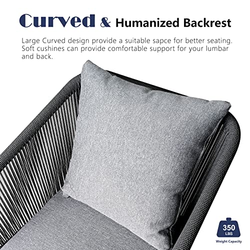 Home Care Wholesale 7-Piece Patio Dining Set for 6 with Cushions and Pillows Darker Grey Cushion