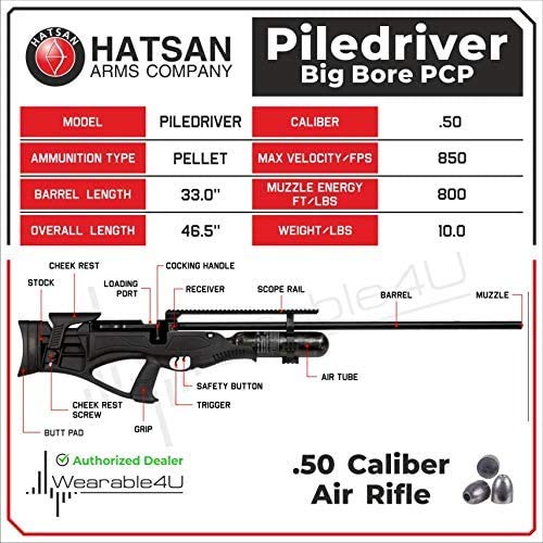 Hatsan Piledriver Big Bore PCP .50 Cal Air Rifle Black