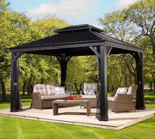 Sojag 500-7156980 Messina Hard Top Sun Shelter 10' x 12' Charcoal