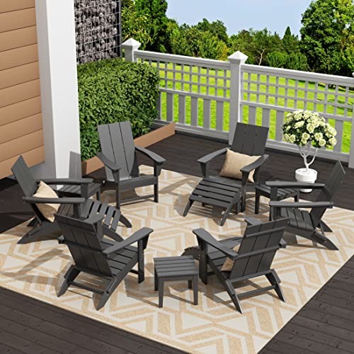 WO WESTIN OUTDOOR 12 Pieces Folding Poly Lumber Adirondack Chairs Grey