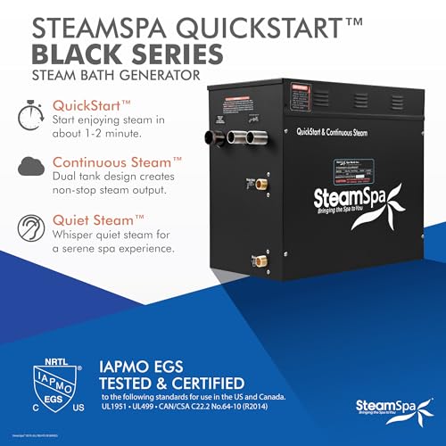 SteamSpa Black Bluetooth Generator Kit 12K Matte Black