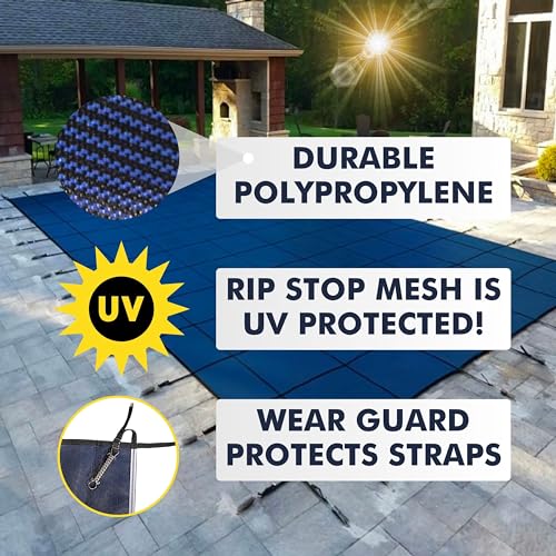Freetime Fun Mesh Pool Cover 25x45ft Blue 16-Year Warranty