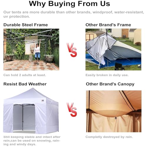 ABCCANOPY Heavy Duty Easy Pop Up Canopy Tent with Sidewalls 10x20 Purple