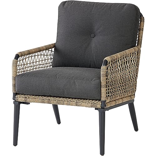 Hanover Sedona Outdoor 6-Piece Conversation Set Wicker Patio Furniture Charcoal/Tan
