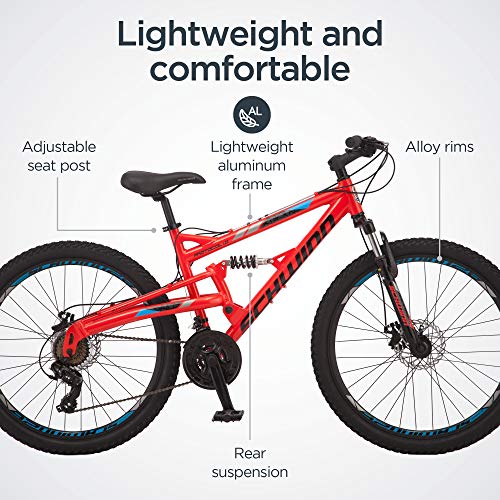 Schwinn Protocol 1.0 Mountain Bike 26-Inch Wheels Full Suspension Red/Blue