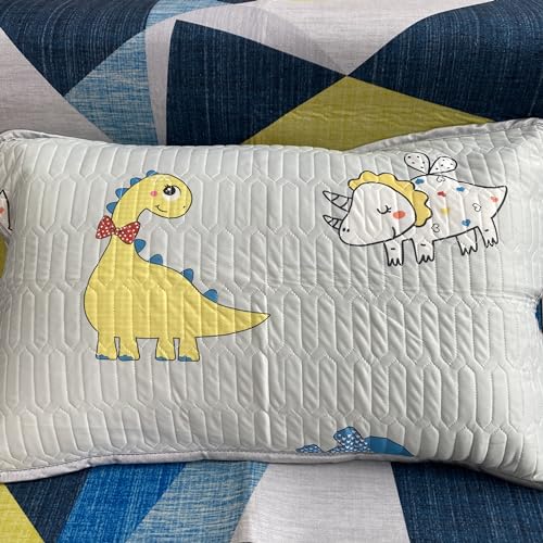 WYIRONG Dinosaur Theme Pillowcase Grey and Yellow