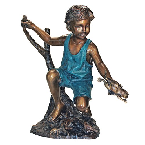 Design Toscano Catch and Release Boy with Frog Garden Statue Two Tone Bronze & Verdigris
