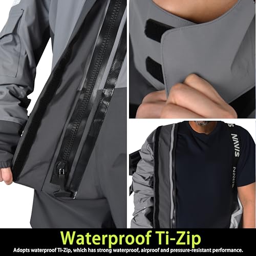 FWG Men's Pro Dry Suit Waterproof Breathable Durable Grey X-Large