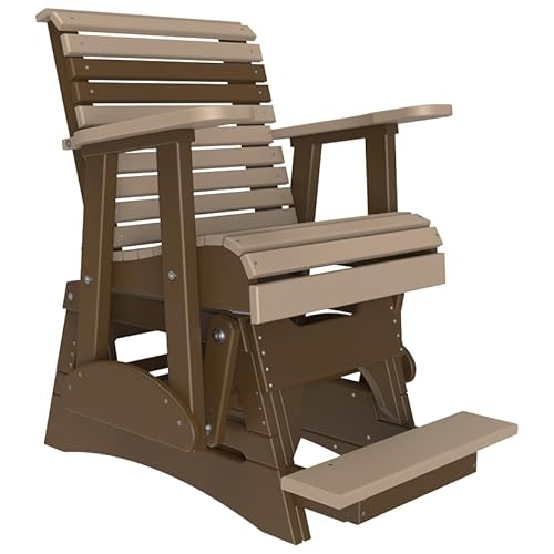Furniture Barn USA Poly Lumber 2' Plain Rollback Balcony Glider Weatherwood & Chestnut Brown