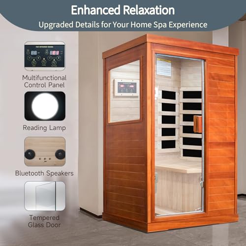 HOSAUNA Far Infrared Indoor Sauna for 1 Person with Control Panel