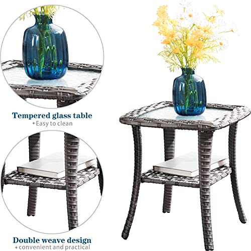Generic XIZZI Patio Chair Outdoor Swivel Rocker Set of 2 with Matching Side Table Denim Blue