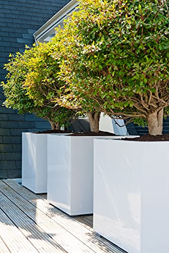 Pottery Pots Block XL Fiberstone Square Planter 24 Inch Glossy White