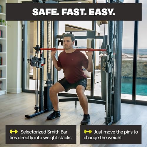 Inspire Fitness Home Gym Functional Trainer with Selectorized Smith Bar Black