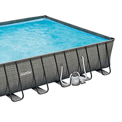 Summer Waves Outdoor Rectangular Frame Above Ground Swimming Pool Set Gray