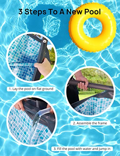 Evajoy Metal Frame Swimming Pool Set Blue