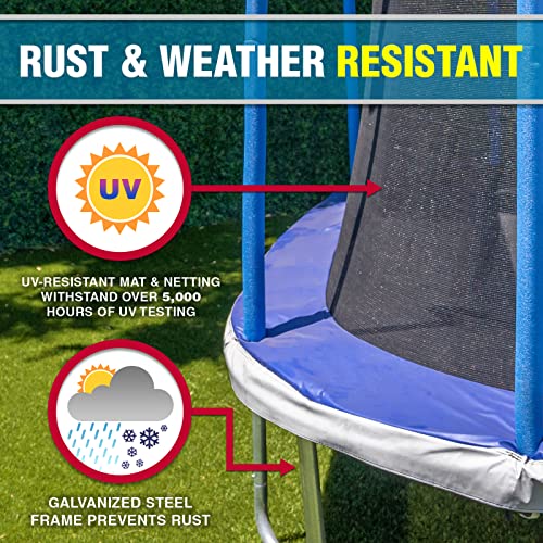 TruJump Kids Trampoline 12FT Square with Safety Enclosure Blue