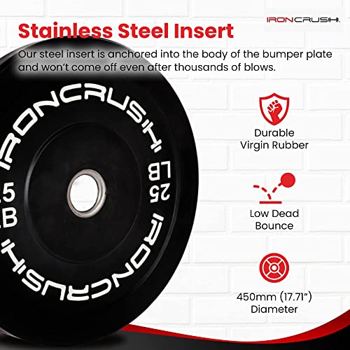 Iron Crush Olympic Bumper Plates Set - Virgin Rubber Weights for Strength Training 160LB Set