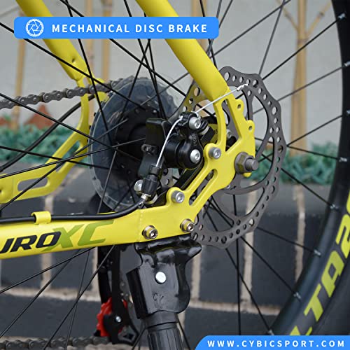 Generic 26 Inch Mountain Bike Men's Fat Tire Bicycle 26-Inch Wheels 3-Inch Wide Tire 7-Speed Steel Frame Double Disc Brake Yellow