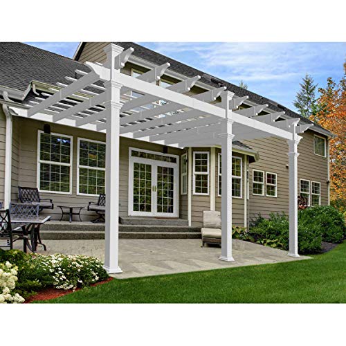 Vita Valencia 12' x 16' Attached Vinyl Pergola White