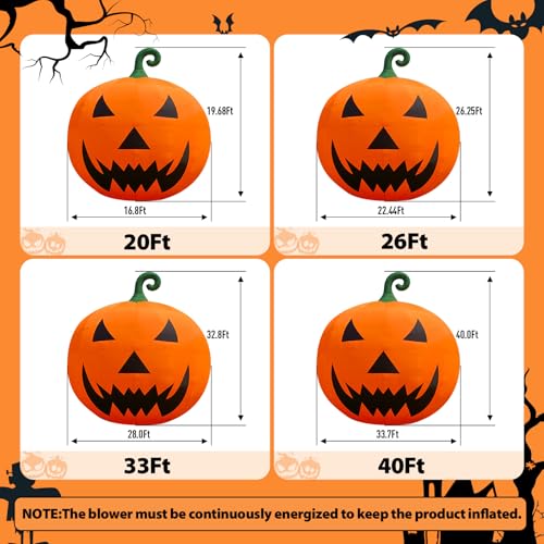 OZIS Giant 40Ft Inflatable Pumpkin Decoration with Blower Orange