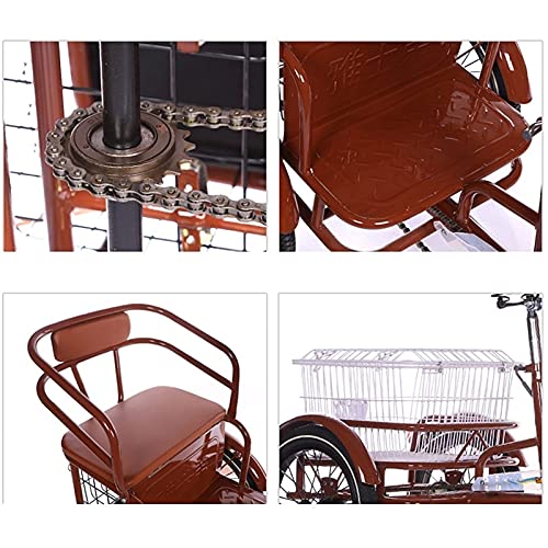 FGVDJ Adult Tricycle 16" Trike Cruiser Bike 1 Speed Cargo Cycling with Light & Basket Brown