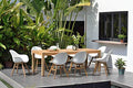 Amazonia Lothian 8-Piece Deluxe Patio Dining Set Teak Wood White Chairs