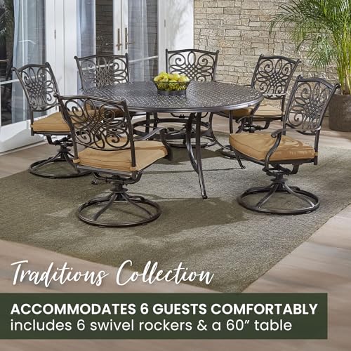 Hanover Traditions 7-Piece Patio Dining Set with Tan Cushions