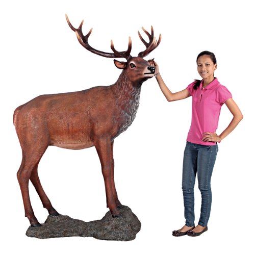 Design Toscano NE130058 Red Deer Buck Statue with Base Grande Full Color