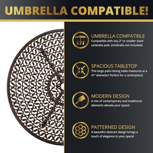 Kinger Home 5-Piece Cast Aluminum Outdoor Dining Set with Cushions, Oil-Rubbed Bronze