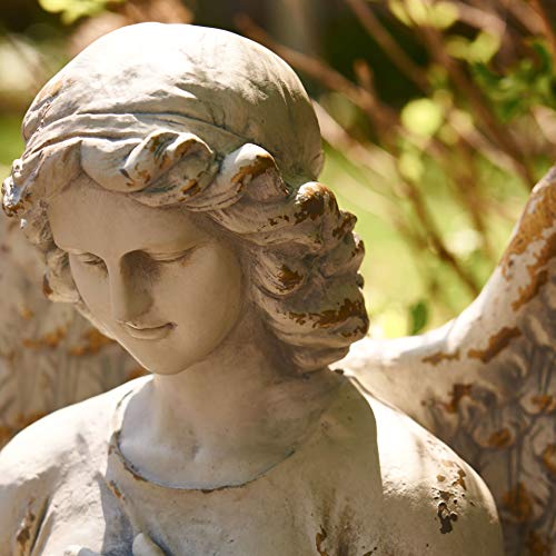 Zaer Ltd. Large Outdoor Safe Magnesium Angel Statue 47” Holding Heart Evangeline