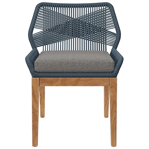 Modway Wellspring 5-Piece Outdoor Patio Dining Table Set Blue Graphite
