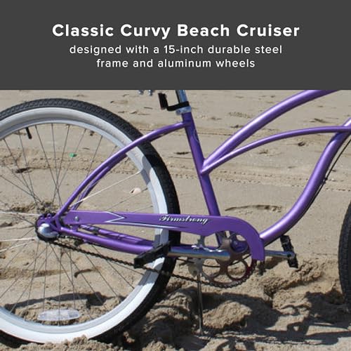 Firmstrong Urban Women's Beach Cruiser Bike 3 Speed 26 Inch Purple w/ Black Seat/Grips