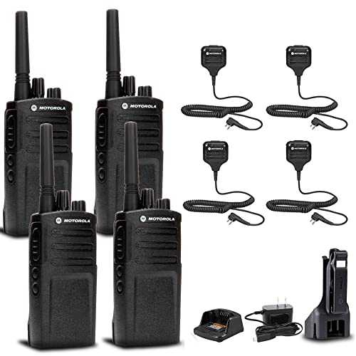 Motorola Solutions 4 x RMV2080 On-Site 2-Way Business Radio with 4 x HKLN4606 Remote Speaker Mic Black