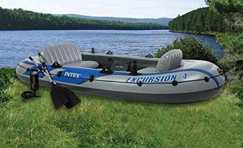 Intex Excursion 4 Inflatable Raft Set with 2 Trolling Motors
