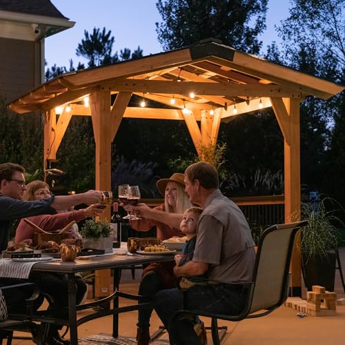 Backyard Discovery Granada 10' x 9' Cedar Wood BBQ Grill Gazebo Pavilion Light Brown