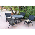 Jeco Windsor Black Wicker Dining Set with Tan Cushions