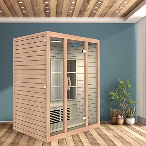 Durasage 3-Person Carbon Infrared Sauna - Canadian Hemlock Wooden - 2000 Watts - Bluetooth, FM Radio & USB Input