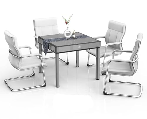 usamjtable Gray Ultra-Thin 4-Legged Automatic Mahjong Table with 40mm Numbered Tiles