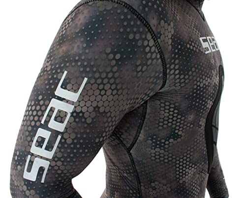 SEAC Seac Snake Man Two-Piece Open-Cell Neoprene Wetsuit 5mm Large Grey Camo