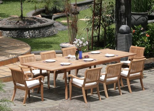 WholesaleTeak 9 Pc Luxurious Grade-A Teak Dining Set Brown