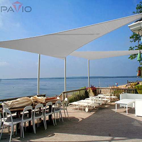 Patio Triangle Super Ring Sun Shade Sail Light Gray 28' x 47' x 54.7'