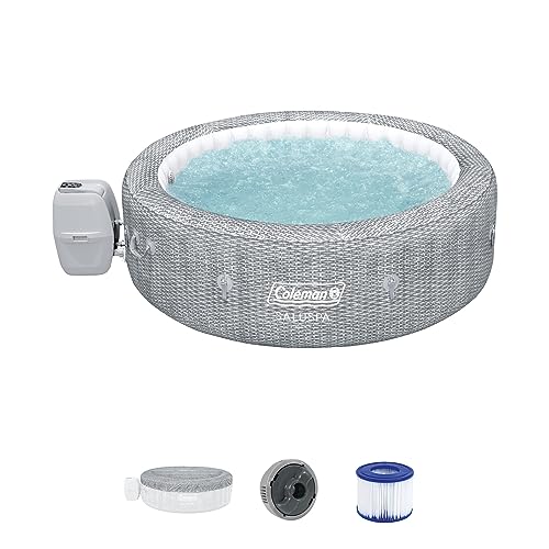 Coleman SaluSpa Sicily AirJet Hot Tub with Bestway Non-Slip Spa Seat Set, Gray
