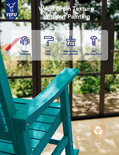 YEFU Outdoor Rocking Chair Set of 4 Poly Lumber High Back Aruba Blue