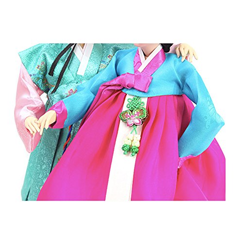 Parkssisangbang Korean Traditional Handicraft Dolls Sarang-ga Collectible Hanbok Gift Set Green/Blue/Pink